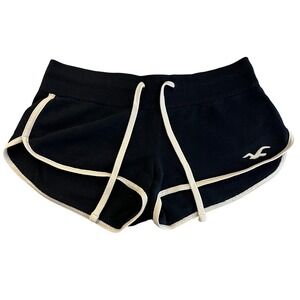 Hollister Navy Blue Dolphin Shorts White Trim Drawstring Logo XS